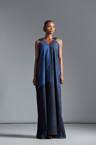 Faye Multi-Tone Bohemian Denim Dress