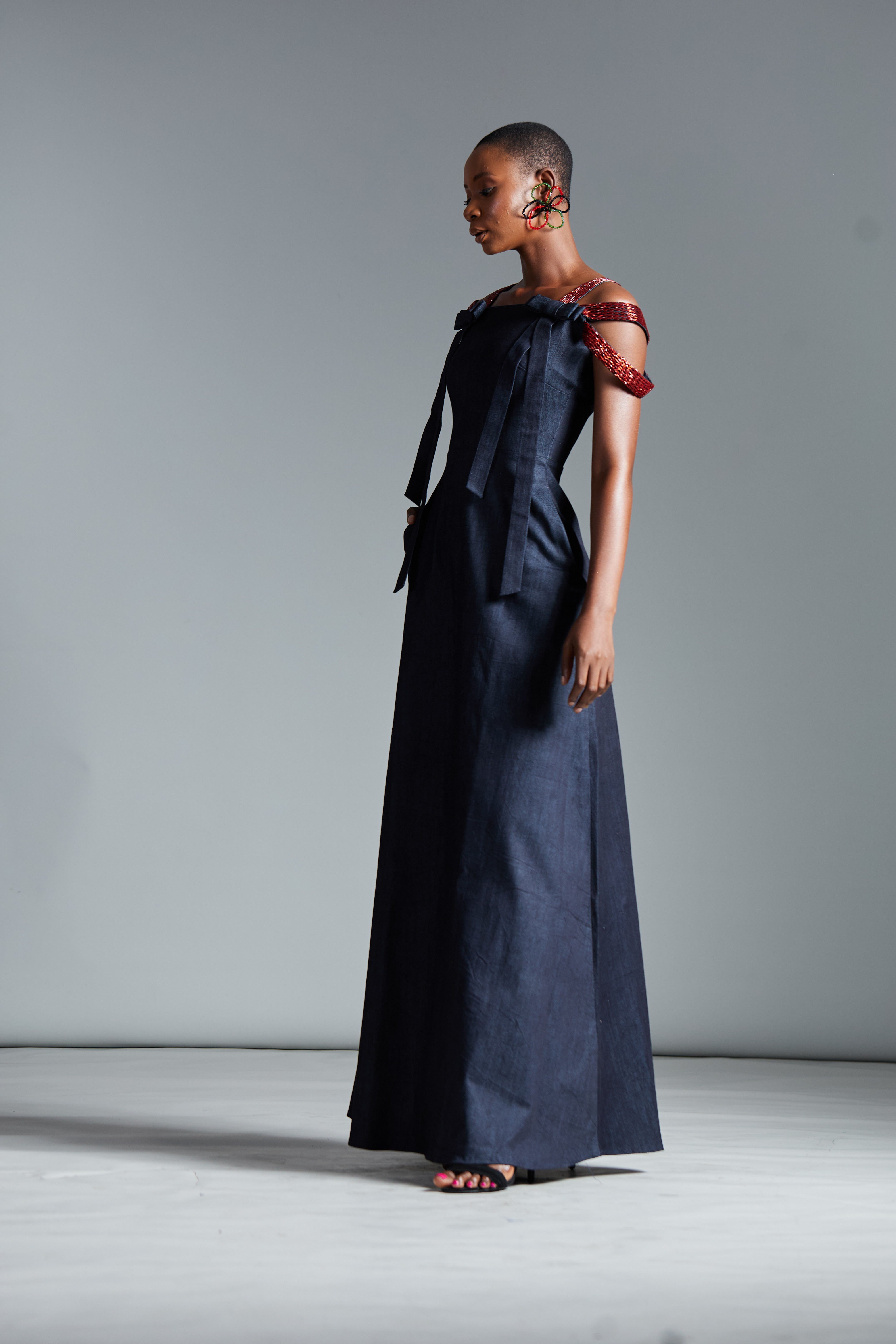 crystal denim dress Bianca Crystal-Embellished Denim Dress