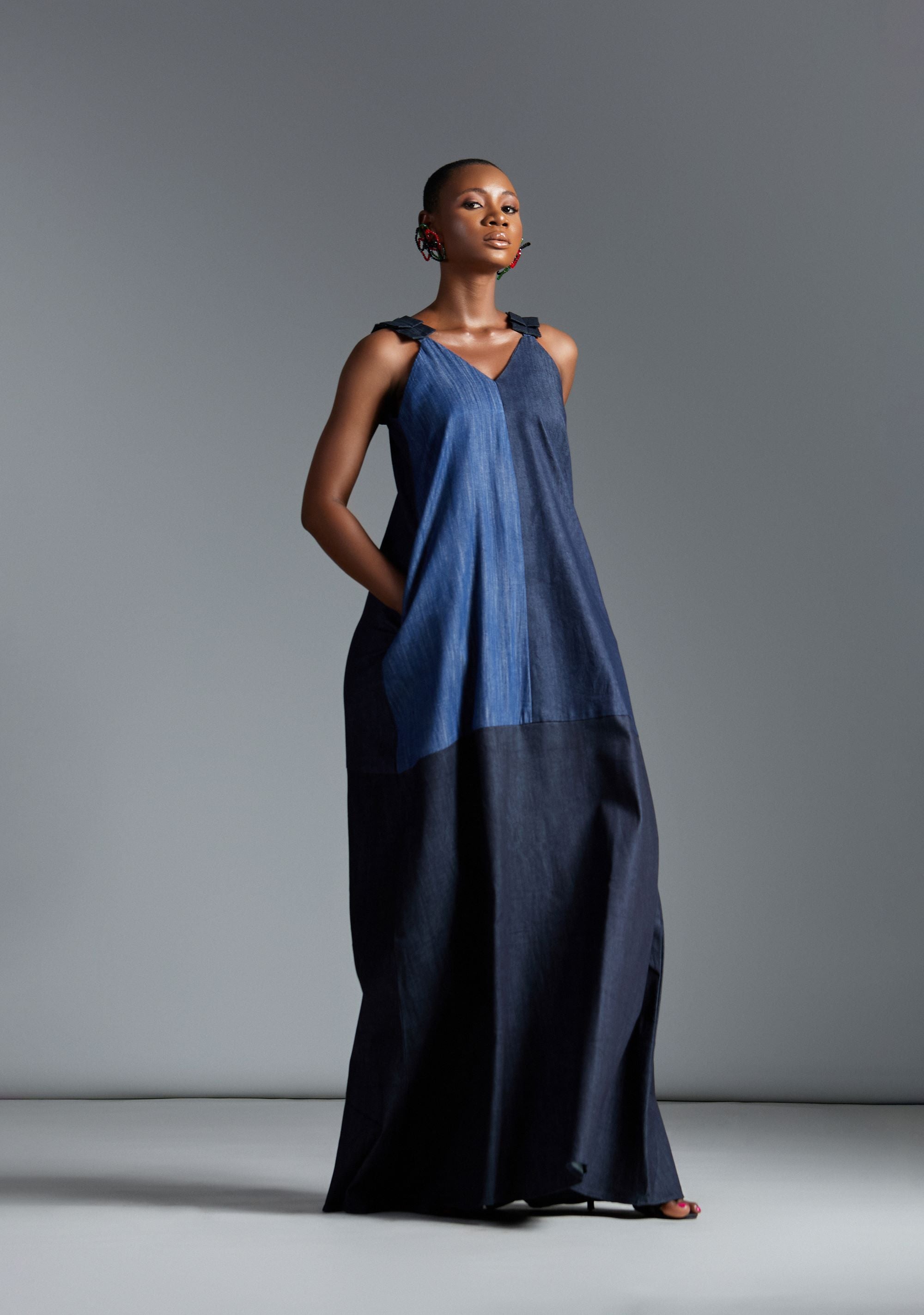 Faye Multi-Tone Bohemian Denim Dress Nouva Africa Faye Multi-Tone Bohemian Denim Dress Nouva Africa