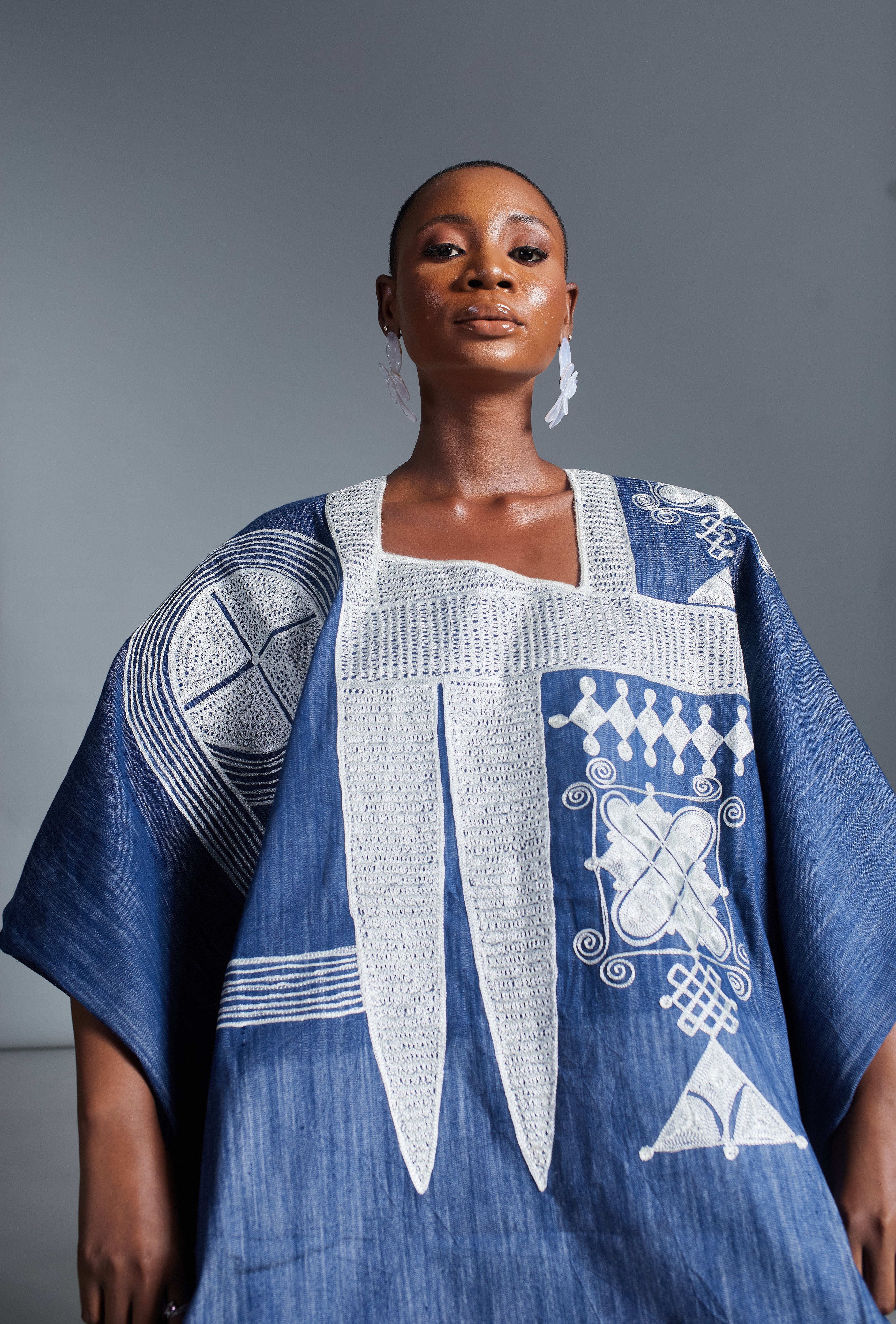 Elise Warrior-Embroidered Denim Dress – Nouva Africa